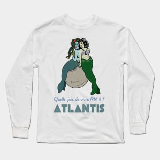 Mermaids in Atlantis vintage travel poster Long Sleeve T-Shirt